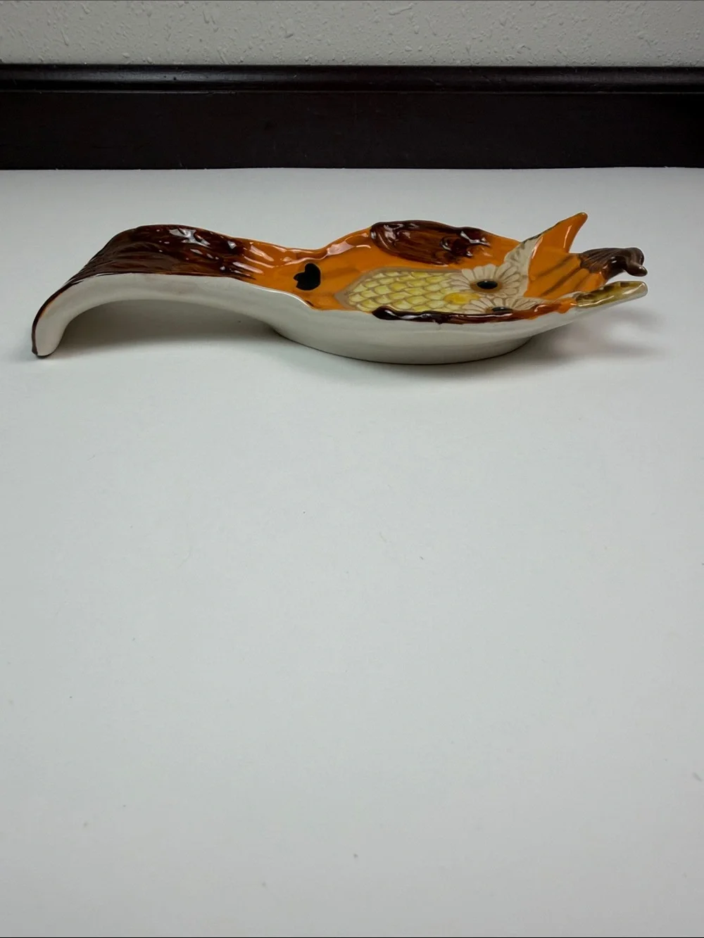 Cracker Barrel Stoneware Owl Spoon Rest Fall Harvest Kitchen Decor Ceramic Owl